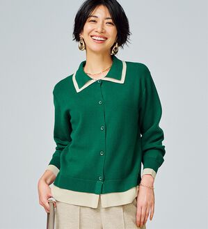 BELLUNA（ベルーナ）の「配色衿デザインニットカーディガン（ニットカーディガン）」｜詳細画像