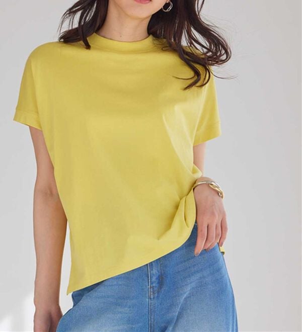 RANAN（ラナン）の「【選べる袖丈】ひんやり！＜BC＞綿100％プチハイネックＴシャツ（カットソー）」｜詳細画像