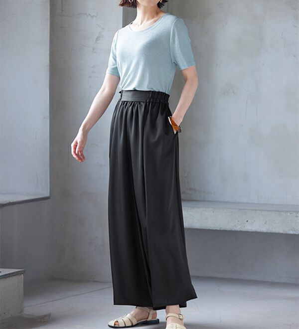 RANAN（ラナン）の「サテンワイドパンツ（ワイドパンツ・ガウチョ）」｜詳細画像