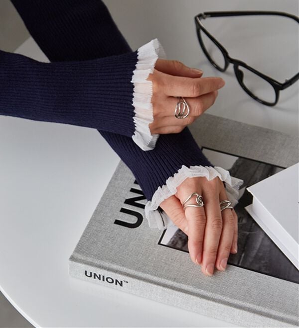 RANAN（ラナン）の「【春色追加】シアーフリル袖ハイネックリブニット（ニット・セーター）」｜詳細画像