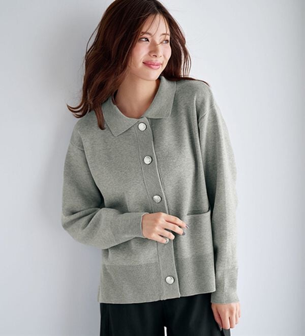 BELLUNA（ベルーナ）の「アウター感覚！ニットジャケット（その他ジャケット）」｜杢グレー