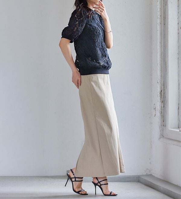 RANAN（ラナン）の「花柄立体レースリブ切替プルオーバー（ブラウス）」｜詳細画像