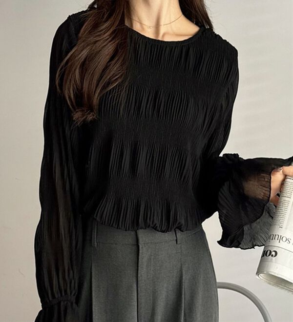 GeeRA（ジーラ）の「シアーシャーリングキャンディー袖ブラウス（ブラウス）」｜詳細画像