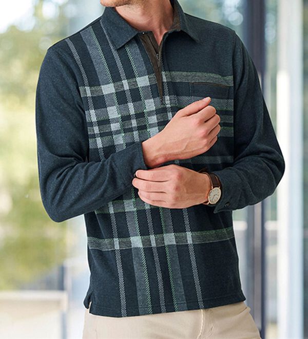 「マイナス５歳の大人格上げジャカードポロ（メンズポロシャツ）」｜詳細画像