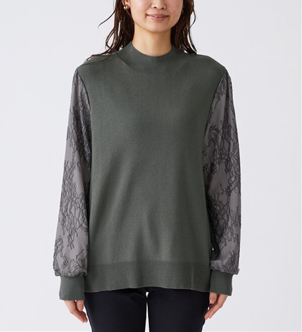 BELLUNA（ベルーナ）の「袖レースデザインニットプルオーバー（ニット・セーター）」｜詳細画像