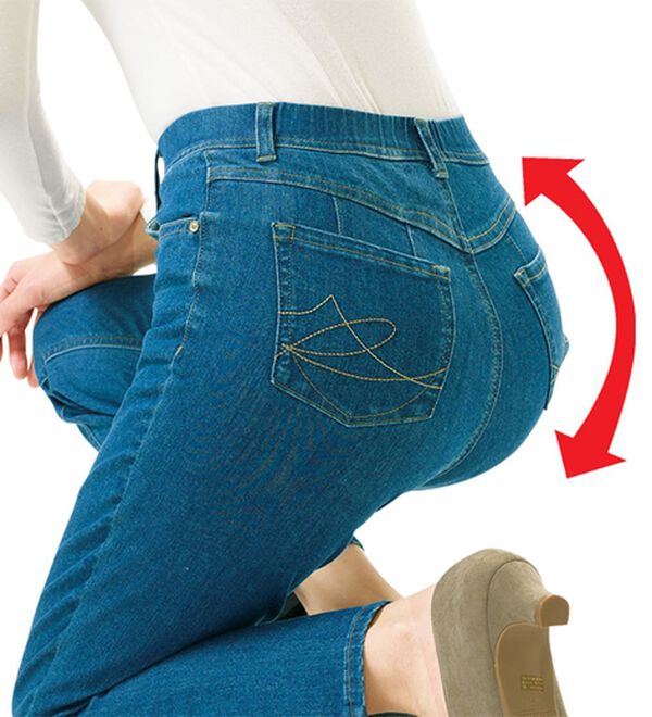 ルフラン（ルフラン）の「【３本組】うしろ姿きれい！やわらかデニムパンツ（フルレングスパンツ）」｜詳細画像