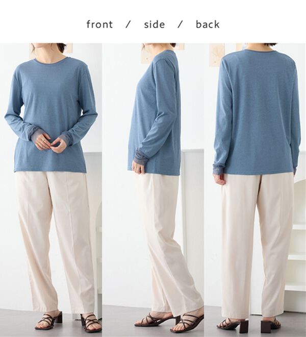 Viola e Viola（ヴィオラ エ ヴィオラ）の「程よい透け感大人シアー素材切替トップス（カットソー）」｜詳細画像