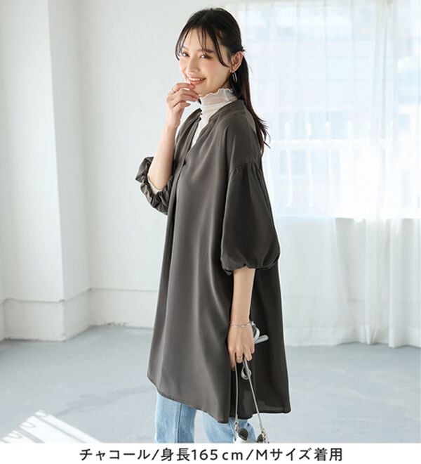 alotta（アロッタ）の「パフ袖とろみブラウスチュニックワンピース（チュニックワンピース）」｜詳細画像