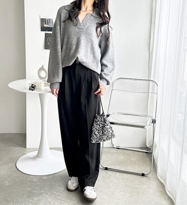 GeeRA（ジーラ）の「スキッパーポロ衿ニットトップス（ニット・セーター）」｜詳細画像