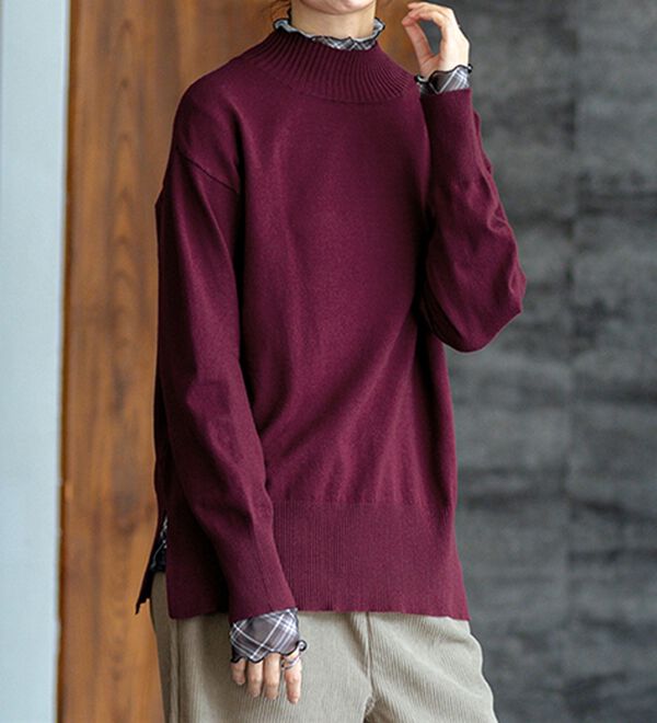 BELLUNA（ベルーナ）の「【重ね着インナー】シアー素材ハイネックインナープルオーバー（カットソー）」｜詳細画像