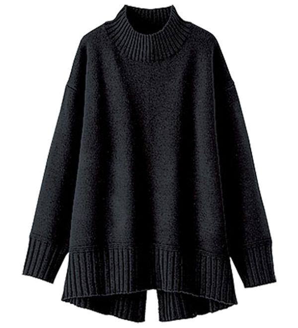 BELLUNA（ベルーナ）の「洗える！バックスリットデザインニット（ニット・セーター）」｜黒