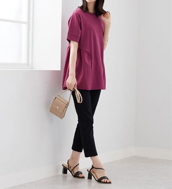 BELLUNA（ベルーナ）の「ギャザー切替デザイン細見えチュニック（チュニック）」｜詳細画像