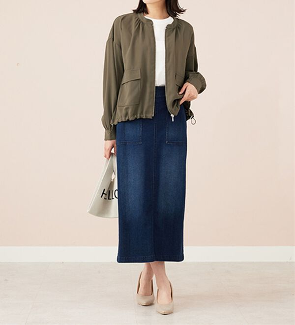 BELLUNA（ベルーナ）の「とろみ素材ポケットデザインブルゾン（ブルゾン）」｜詳細画像