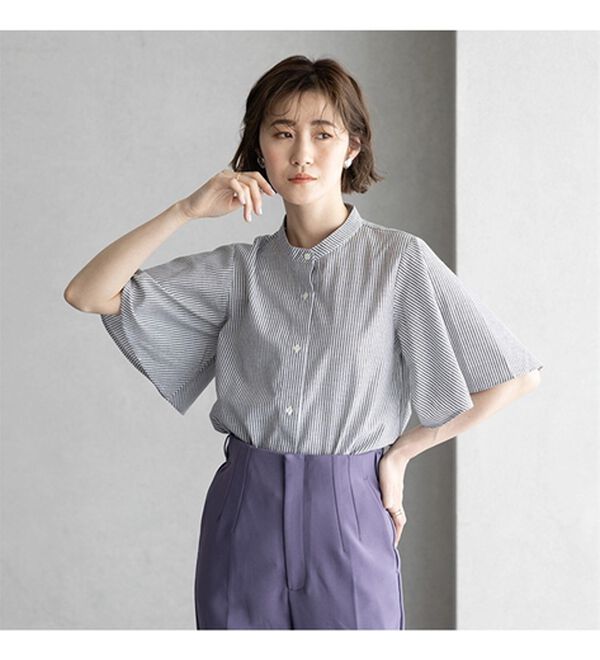 GeeRA（ジーラ）の「フレアー袖バンドカラーブラウス（ブラウス）」｜詳細画像