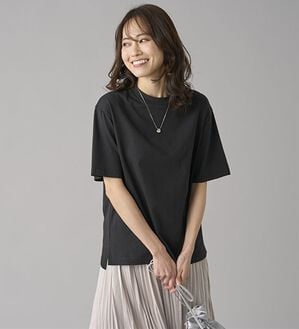BELLUNA（ベルーナ）の「【選べる袖丈】＜エアリーアイスコットン＞オーバーサイズＴシャツ（カットソー）」｜黒