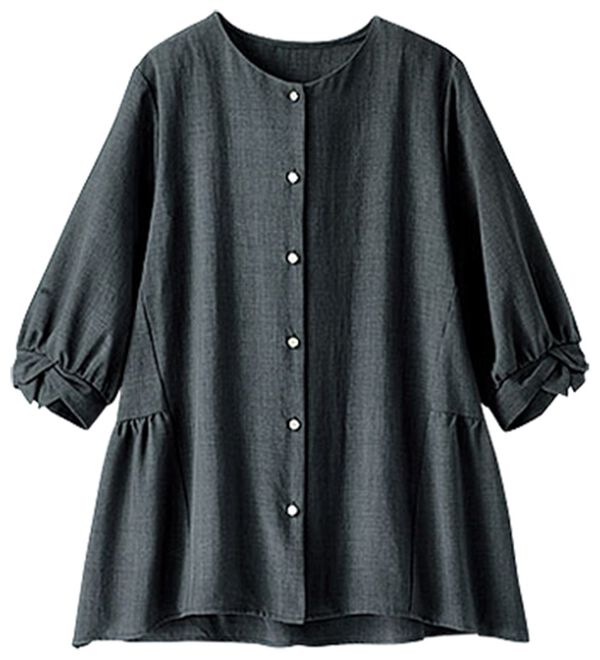 BELLUNA（ベルーナ）の「サラリ麻調素材袖リボンペプラムブラウス（ブラウス）」｜詳細画像