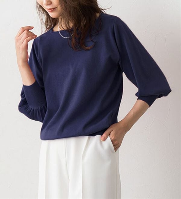 Pierrot（ピエロ）の「【選べるネック】シルクタッチバルーンニット（ニット・セーター）」｜詳細画像