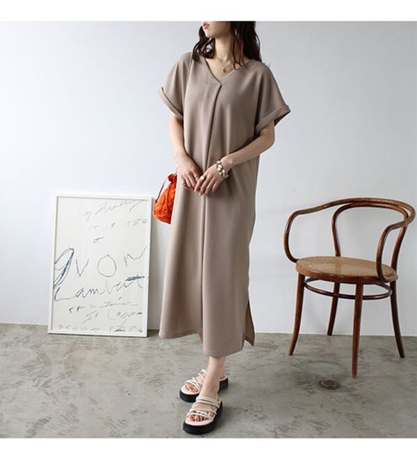 GeeRA（ジーラ）の「ひんやり快適！ジャカードスキッパーワンピ（カットソーワンピース）」｜詳細画像