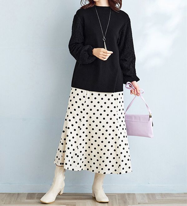 BELLUNA（ベルーナ）の「袖起毛レースニットプルオーバー（ニット・セーター）」｜詳細画像