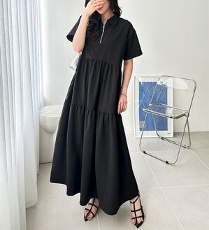 GeeRA（ジーラ）の「サッカーティアードハーフジップワンピース（その他ワンピース）」｜詳細画像