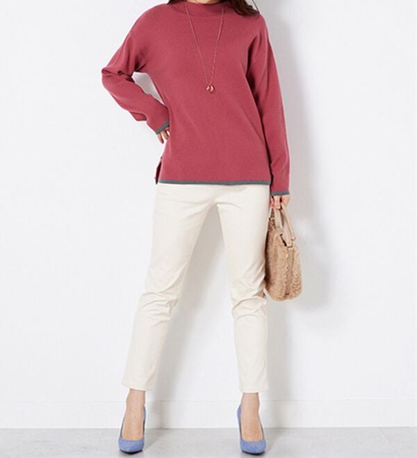 BELLUNA（ベルーナ）の「金ボタン使い配色ニットプルオーバー（ニット・セーター）」｜詳細画像