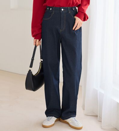 Viola e Viola（ヴィオラ エ ヴィオラ）の「あったか裏起毛　隠しゴムストレートパンツ（フルレングスパンツ）」