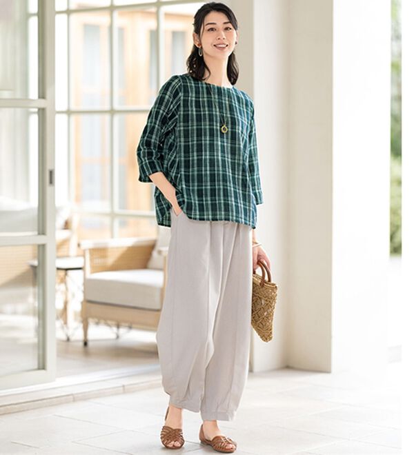 ルフラン（ルフラン）の「【２色組】涼しげチェック柄切替ブラウス＜リチュア＞（ブラウス）」｜詳細画像