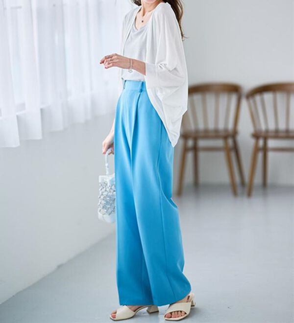 RANAN（ラナン）の「【選べる２丈】機能付！美脚シルエットセンタープレスワイドパンツ（フルレングスパンツ）」｜詳細画像