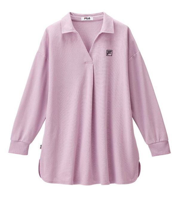 RANAN（ラナン）の「＜ＦＩＬＡ＞鹿の子チュニック長袖ポロシャツ（カットソー）」｜ラベンダー