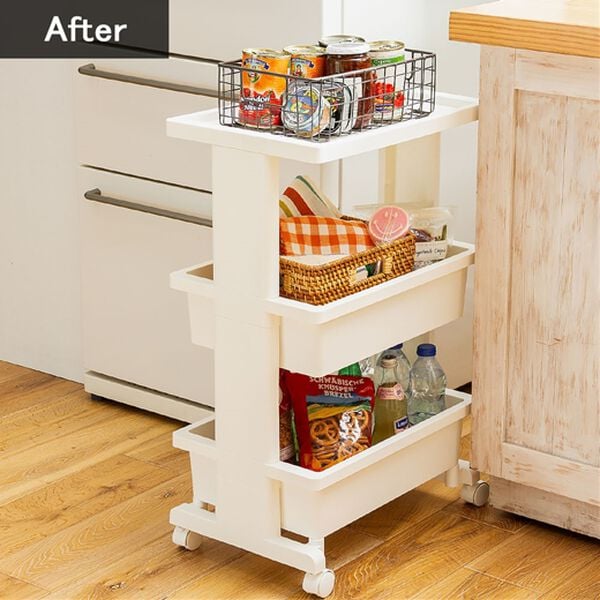 iellio（イエリオ）の「【８日間限定価格】日本製リセ　テーブルワゴン３段＜キッチンワゴン・バスケットトローリー・ラック＞（リビング用品）」｜詳細画像