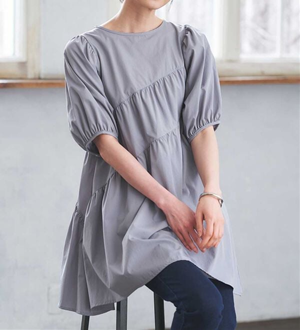 RANAN（ラナン）の「ひんやり！ななめティアードチュニック（チュニック）」｜ライトグレー