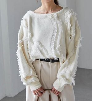 RANAN（ラナン）の「ニュアンスフリンジニット（ニット・セーター）」｜アイボリー