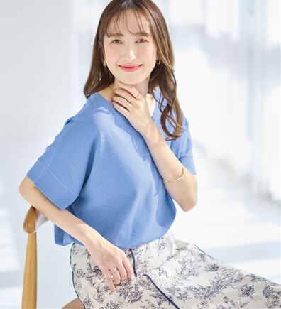 alotta（アロッタ）の「ゆるっと涼やかＶネックプルオーバー（ニット・セーター）」