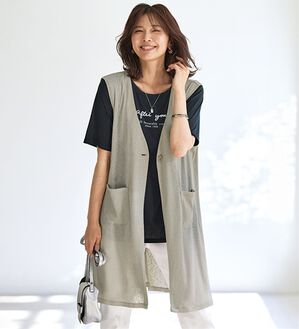 BELLUNA（ベルーナ）の「瞬間コーデ！涼しげシアー素材ジレアンサンブル（アンサンブル）」｜グレー系