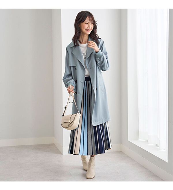 BELLUNA（ベルーナ）の「花粉対策！袖リブ使いトレンチコート（ロングコート）」｜詳細画像