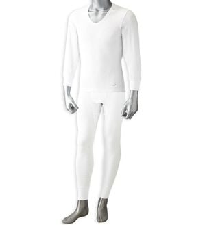 「＜クロコダイル＞さざ波生地が心地良いケアするインナー（Ｒ）上下組（メンズ肌着・インナーウェア）」｜ホワイト 上下1着