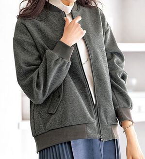 BELLUNA（ベルーナ）の「ウール調素材リブ切替ブルゾン（ブルゾン）」｜詳細画像