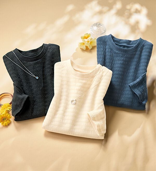 ルフラン（ルフラン）の「【３色組】＜チョコザップ＞吸汗速乾ジャカードプルオーバー（カットソー）」｜詳細画像