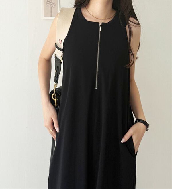 GeeRA（ジーラ）の「ハーフジップキャミワンピース（カットソーワンピース）」｜詳細画像