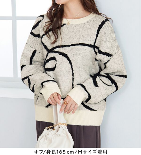 alotta（アロッタ）の「リボンジャカードゆるニット（ニット・セーター）」｜詳細画像