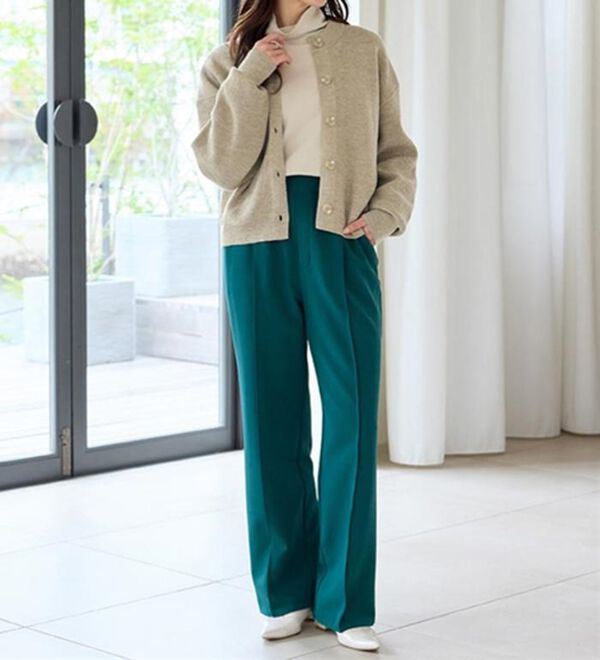 RANAN（ラナン）の「裏起毛美脚シルエットピンタックワイドパンツ（フルレングスパンツ）」｜詳細画像