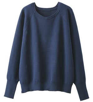 BELLUNA（ベルーナ）の「トレーナー感覚！きれいめカジュアルさんのためのニットトレーナー（ニット・セーター）」｜ネイビー