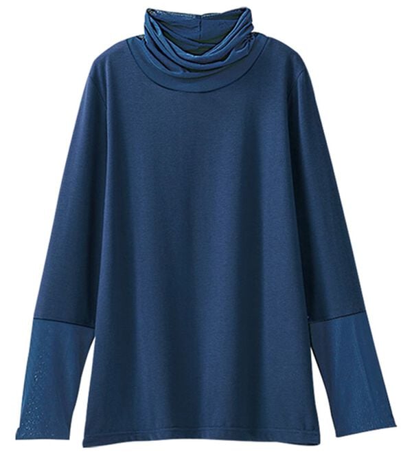 BELLUNA（ベルーナ）の「チュールデザイン首元ゆったりインナー（カットソー）」｜ブルー