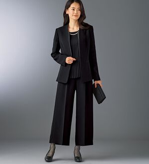 BELLUNA（ベルーナ）の「【３点セット】洗えるストレッチ素材！ワイドパンツ３点セット（ブラックフォーマル（喪服・礼服））」｜詳細画像