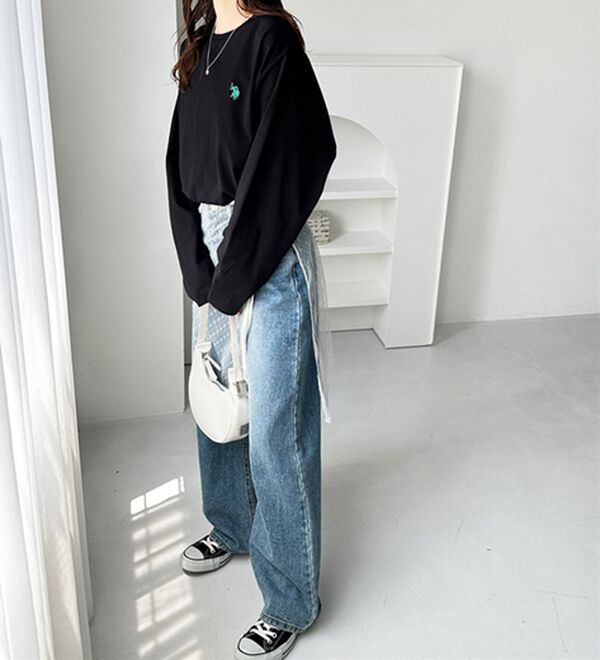 GeeRA（ジーラ）の「【Ｕ．Ｓ．ＰＯＬＯ ＡＳＳＮ】オーバーサイズ刺しゅうロンＴ（カットソー）」｜詳細画像