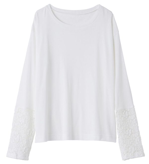 GeeRA（ジーラ）の「袖レーススラブシアーカットソー（カットソー）」｜詳細画像