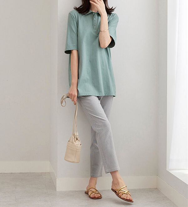 BELLUNA（ベルーナ）の「【ヒンヤリ機能付き＆綿１００％】サマ見えポロチュニック（チュニック）」｜詳細画像