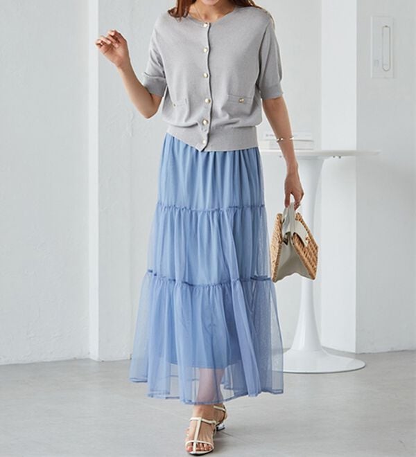 RANAN（ラナン）の「チュールティアードスカート（ロングスカート）」｜詳細画像