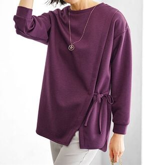 BELLUNA（ベルーナ）の「サイドリボンデザインチュニック（カットソー）」｜ワイン