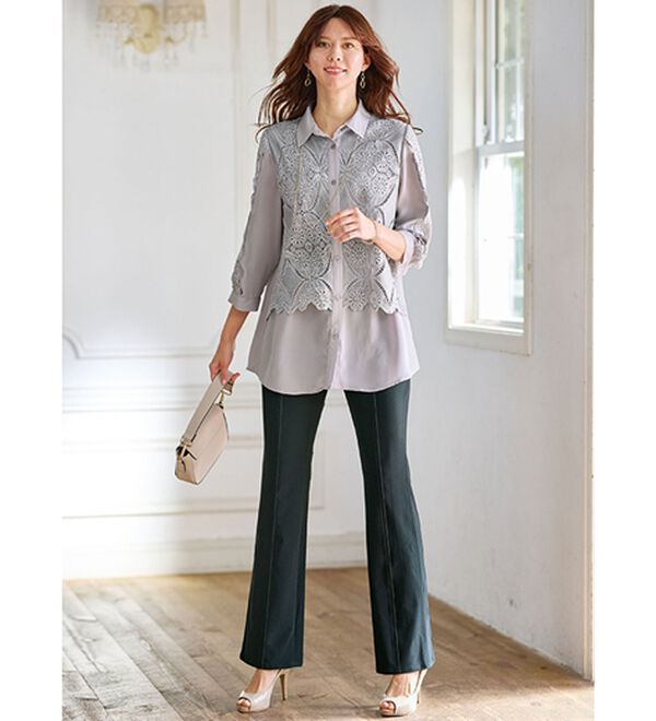 BELLUNA（ベルーナ）の「ヒンヤリ冷感！ハイテンション美脚パンツ　ブーツカット（フルレングスパンツ）」｜詳細画像